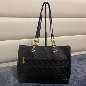Moschino Elegant Black Quilted Leather Tote Bag
